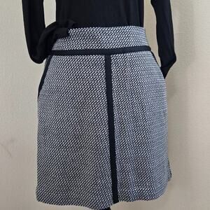 LOFT Black White Tweed Mini Skirt with Trim Size 10